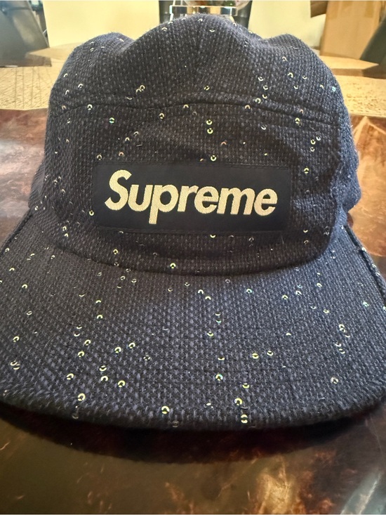 Supreme Other - Supreme Navy Sequin Embellished Box Logo Camp Cap